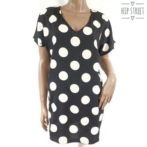 HARPER SS Unconstructed Saque Style Large Dot Stretch Dress S